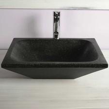 Vasque à poser rectangulaire noire en Terrazzo pour salle de bain design
