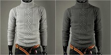 Pull pour homme col roulé gris pas cher neuf jacquard nouveau 2020