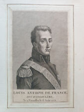 Gravure Ancienne -  LOUIS ANTOINE DE FRANCE - DUC D'ANGOULÊME