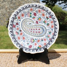 Ancienne assiette plate 22.5 cm en faïence de Gien modèle Cachemire