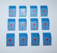 Lego ® Lot 12 Brique Bleu Sérigraphiée Dessin Etoile Slope Brick Pattern 3298