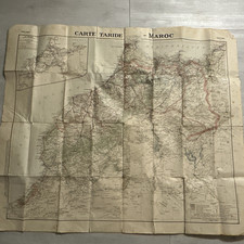 Grande carte TARIDE du MAROC, 90 x 80 cm, années 1930, Itinéraires Pour Automo