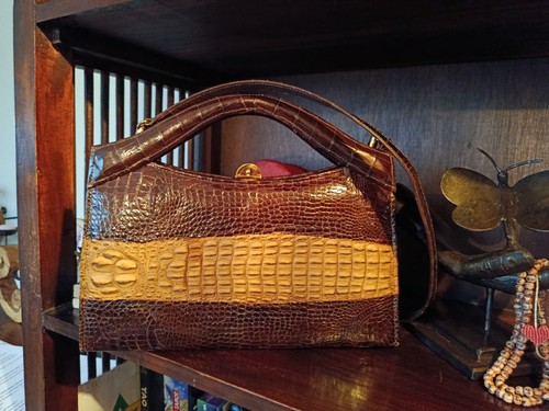 Sac main croco vintage - main, en