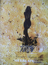PUBLICITÉ DE PRESSE 1970 NOUVEAU PARFUM CHAMADE DE GUERLAIN PARIS