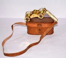 Jumelles en laiton marin nacre en verre espion X-MAS avec boîte en cuir