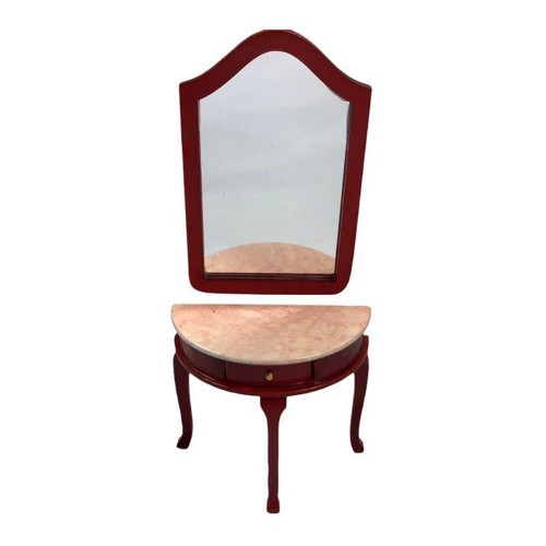 Table demi lune acajou avec - table,