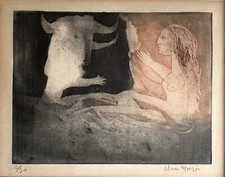 Antonio Uria Monzon / Femme et taureau, minotaure / gravure signée / No Picasso