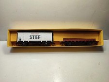 MECCANO/HORNBY  HO LOT 2 WAGON COUVERT STEFF + PLATEAU A RIDELLE BEL ETAT