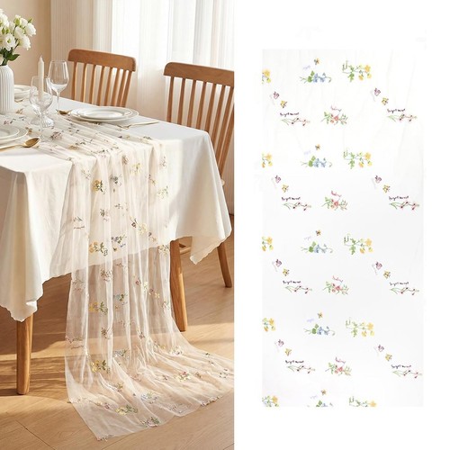 Table brodée fleurs - , sauvages