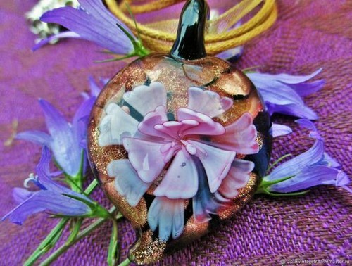 Pendentif ancien fleur doré - pendentif,