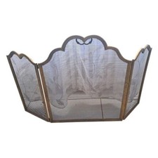 Pare-feu avec poigné de transport encadrement en laiton  haut 60 larg 100 cm