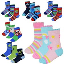 Chaussettes Pour Bébés Filles Garçons Multi Design Paquet De 3 Nouveaux-Nés
