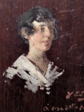 Portrait ancien femme signé