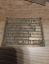 Plaque Automobile Renault Ancien 