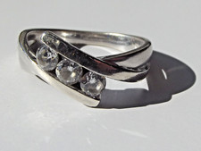 bague argent 925 3 zircons dans dédoublement TAILLE 54 (17,19mm)