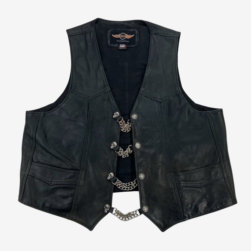Vtg leather biker - biker, skull