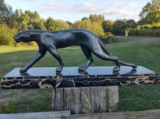 Sculpture PANTHERE M. FONT REGULE SUR MARBRE SIGNEE ART DECO