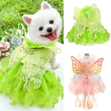 Robe Papillon Pour Chien Chat Chiot Princesse Vêtements Brodés Costume! /