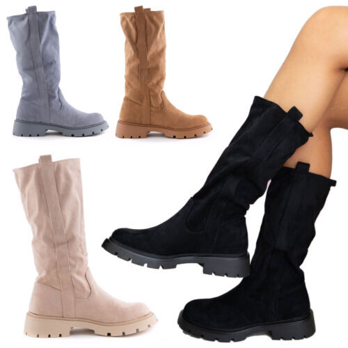 Bottes femme biker daim du - daim,