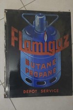 Plaque émaillée Flamigaz ancienne – Butane Propane – couleur noire rare