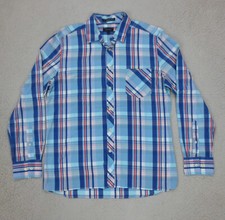 Chemise Carreaux Gant Homme L Bleu Manches Longues Coton