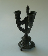 Ancien BOUGEOIR miniature de POUPEE à 3 Branches en Régule