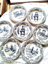 Assiettes Porcelaine GIEN  - Lot de 7 - 25 cm publicitaire Porcher - 5 dessins