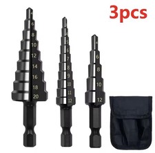 Lot de 3 pièces Foret à Etage Noir Foret Conique HSS 3-12mm, 4-12mm, 4-20mm