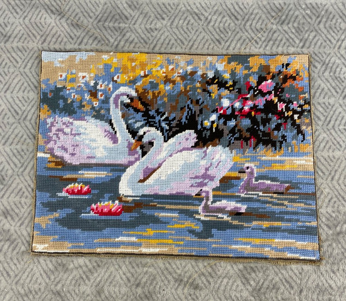 Tapisserie canevas cygnes lac - canevas,