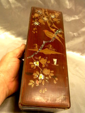 BOITE A GANT ANCIEN COFFRET ASIATIQUE LAQUE CHINE JAPON BOX