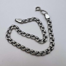 Bracelet chaîne vintage en argent sterling 925 7,6 pouces 4,7 g unisexe...