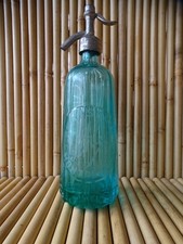 Bouteille Syphon Brasserie Montréjeau  Bleu turquoise bouchon abimé voir photo