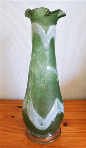 Vase verre soufflé vert - vase,