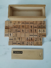 Jeu Dominos Canal + BOIS antique numération égyptienne Asterix MISSION CLEOPATRE