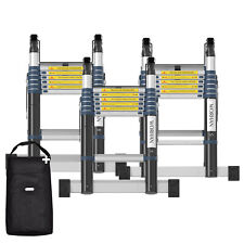 WORHAN® Echelle 4.4m Télescopique PRO 2en1 Alu Pliable Polyvalente Escabeau 440