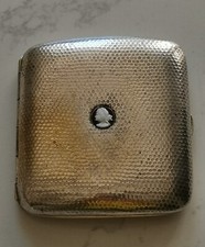 VINTAGE ANCIEN ETUI BOITE A CIGARETTES CASE METAL ARGENTE. CAMÉE