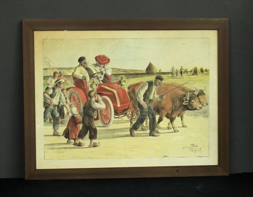 Lithographie colorée aux - colorée,