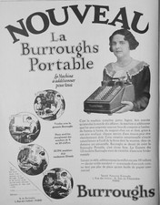 PUBLICITÉ DE PRESSE 1926 LA BURROUGHS PORTABLE LA MACHINE A ADDITIONNER