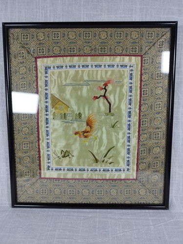 Ancien cadre tableau broderie