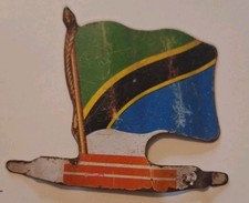RÉPUBLIQUE UNI TANZANİE DRAPEAU TOLE LITHO VINTAGE AMERICORAMA L'ALSACIENNE 1960
