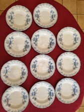 ANCIEN 11 ASSIETTE CREUSE TERRE DE FER BLEU HAMAGE ST AMAND MODELE REGENCE