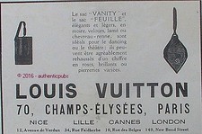 PUBLICITE LOUIS VUITTON SAC VANITY FEUILLE THEATRE DANCING DE 1925 AD PUB BAG