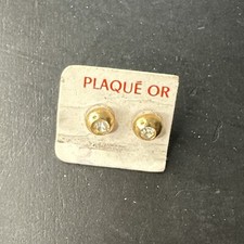Ancienne Paire De Boucle D’oreille Plaquer Or Createur Art Déco solitaire 