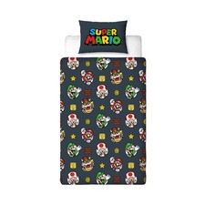 Nintendo Super Mario Set Housse de Couette Simple Noirci Enfants 2 IN 1 Modèles