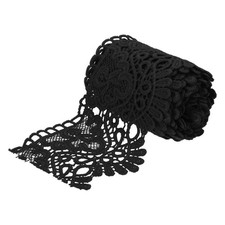 Ruban dentelle floral noir de