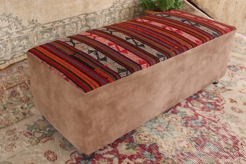 Vintage kilim pouf décor - kilim,
