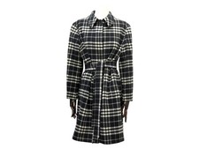 MANTEAU BURBERRY TARTAN NOIR ET BLANC M 38 LAINE CARREAUX VESTE WOOL COAT 1450€