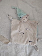 Doudou plat ours blanc bleu