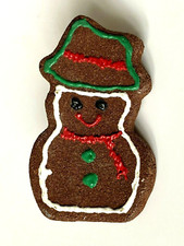 Petite BROCHE BONHOMME DE NEIGE Pain d'épice 3,9cm