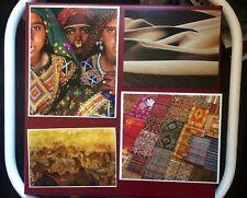 LOT 4 PHOTOS sur support AFRIQUE du NORD Femmes Désert Chameau Caravane Tapis